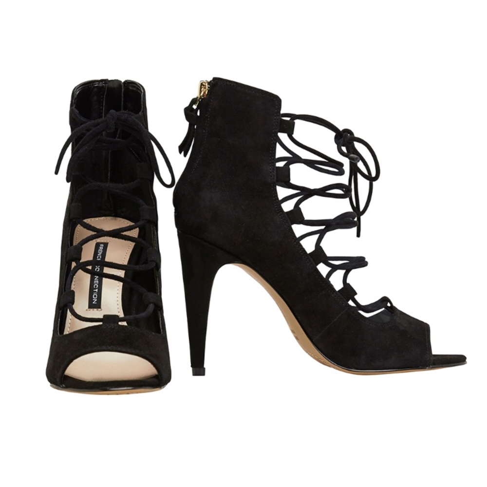 •French Connection• lace up, zip-up stilettos